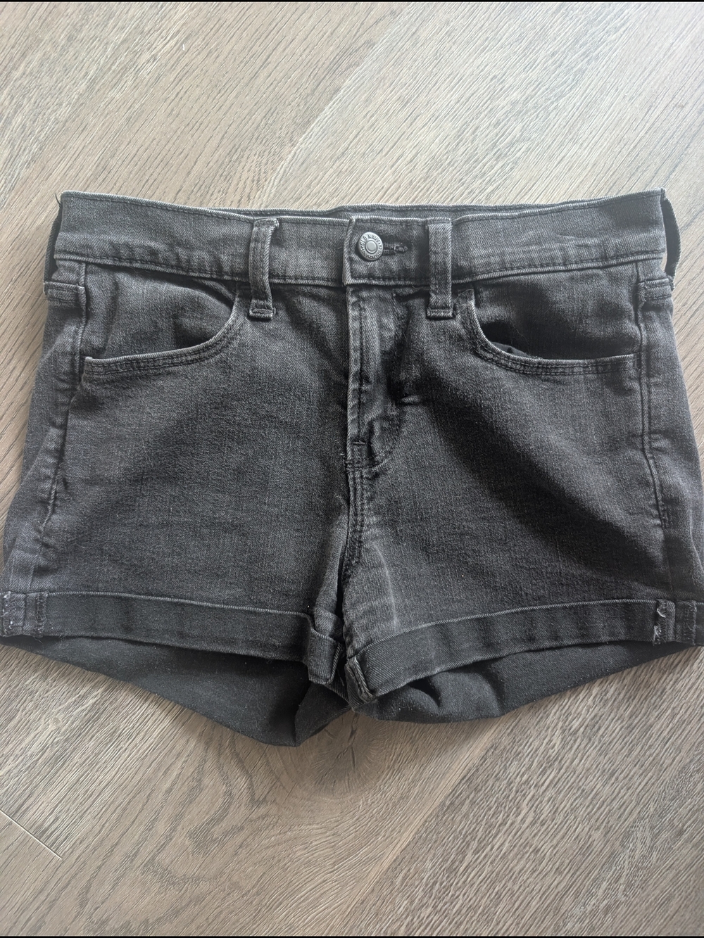 Washed Black Denim Cuffed Shorts